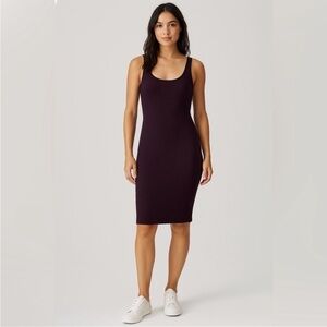 Aritzia Wilfred Free Murdock Ribbed Black Midi Dress Bodycon Minimalist XS Scoop